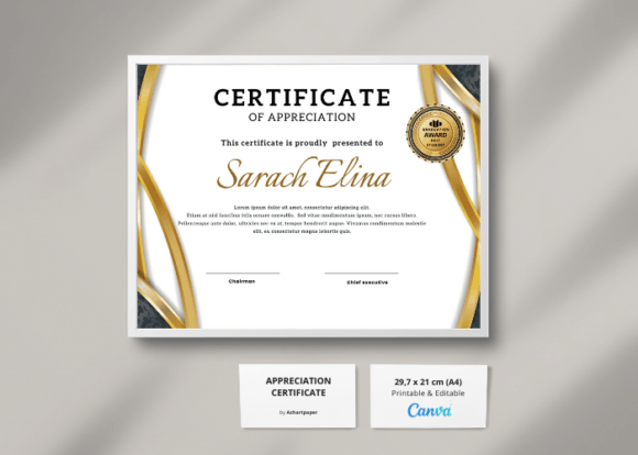Download Elegant Gold Certificate Template - Elegant Collection