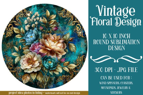 Download Elegant Vintage Floral 10inch Round D34 - Elegant Collection