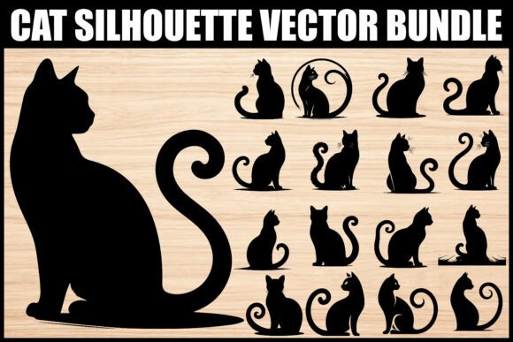 Download Elegant Cat Silhouette Vector Set - Elegant Collection