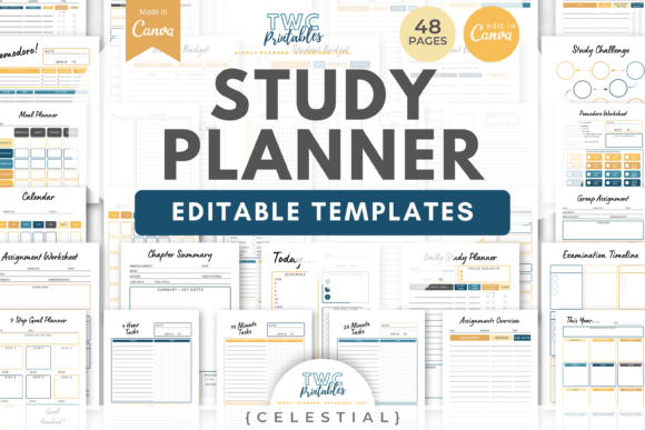 Download Study Planner Canva Templates | CELESTIA - Templates Collection