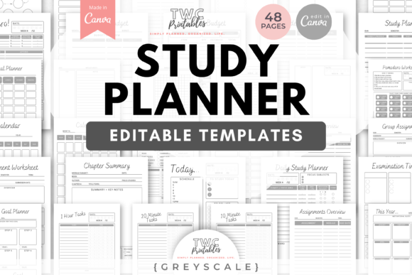 Download Study Planner Canva Templates | GREYSCAL - Templates Collection